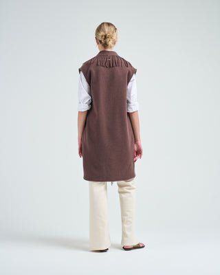 cashwool and nylon ultralight long vest w/ patch pockets