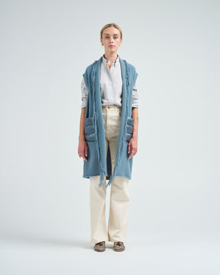 cashwool and nylon ultralight long vest w/ patch pockets