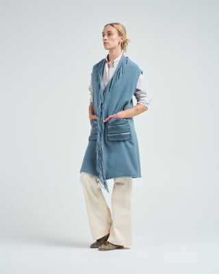 cashwool and nylon ultralight long vest w/ patch pockets