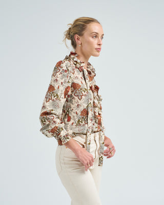 catroux silk long sleeve button front blouse