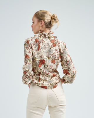 catroux silk long sleeve button front blouse