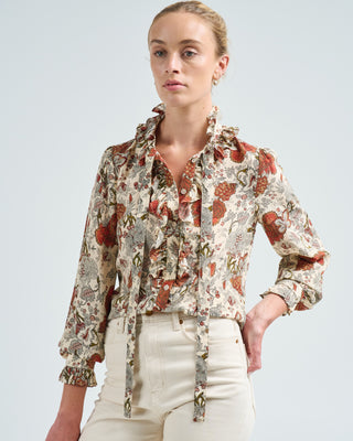 catroux silk long sleeve button front blouse