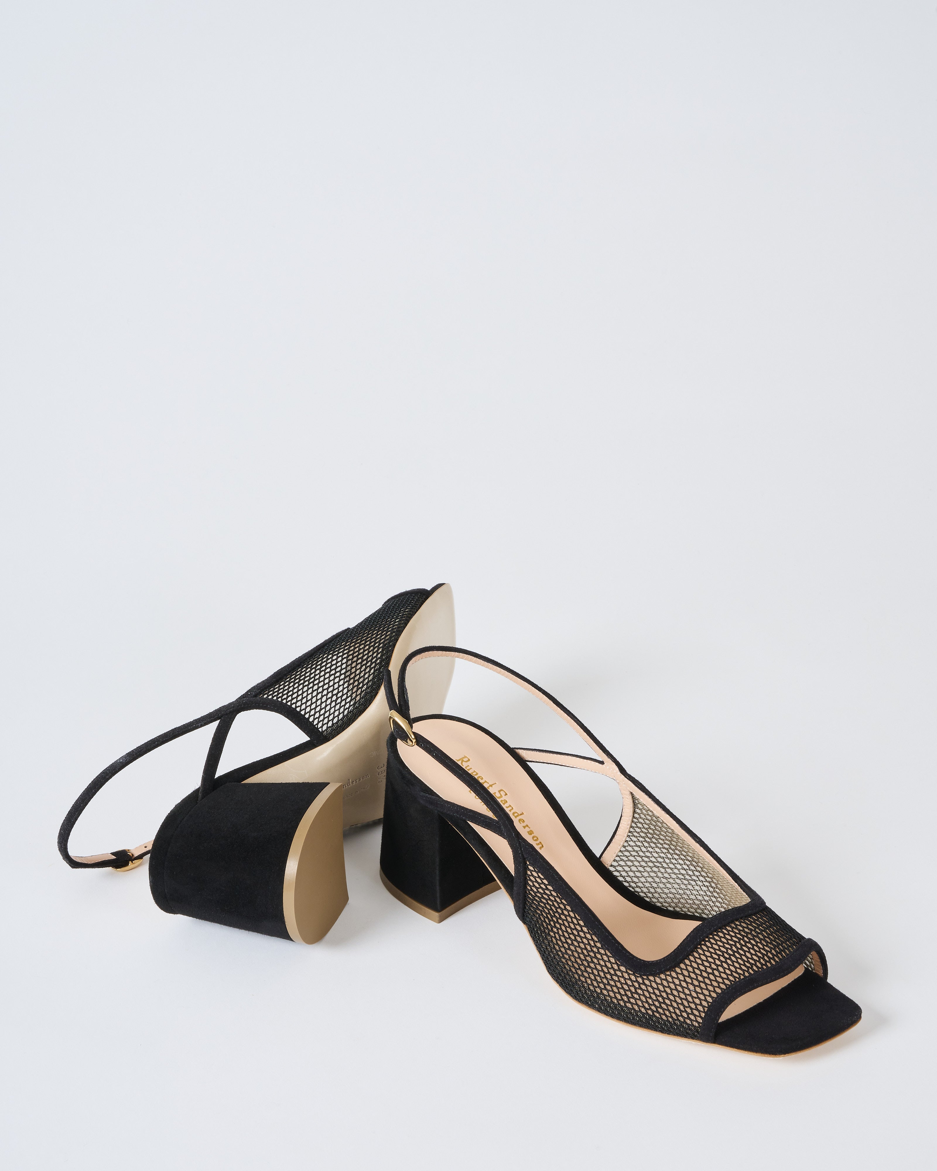最旬ダウン Sanderson Rupert Cavalcade Black Toe Peep Heel Block 60Mm 靴
