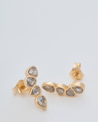 champagne diamond irregular earrings