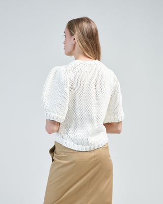 deluxe tube yarn sweater mini puff pullover