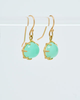 chrysophase cabochon oval drop earrings