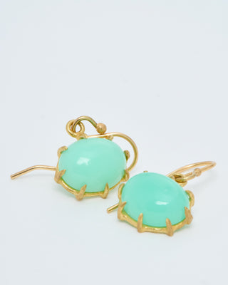 chrysophase cabochon oval drop earrings