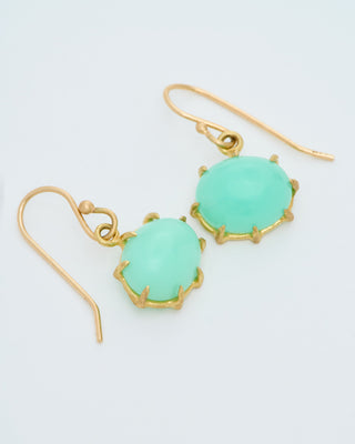 chrysophase cabochon oval drop earrings
