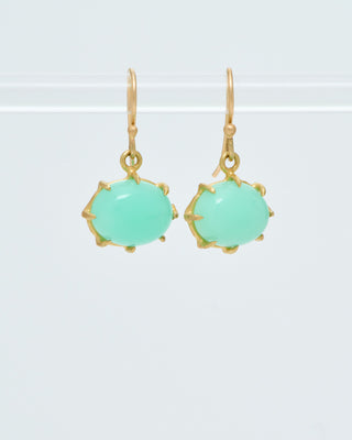 chrysophase cabochon oval drop earrings
