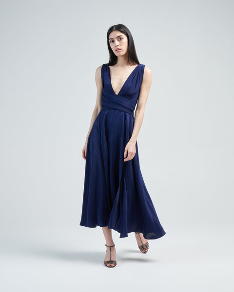 Azeeza Cirrus Midi Dress Navy