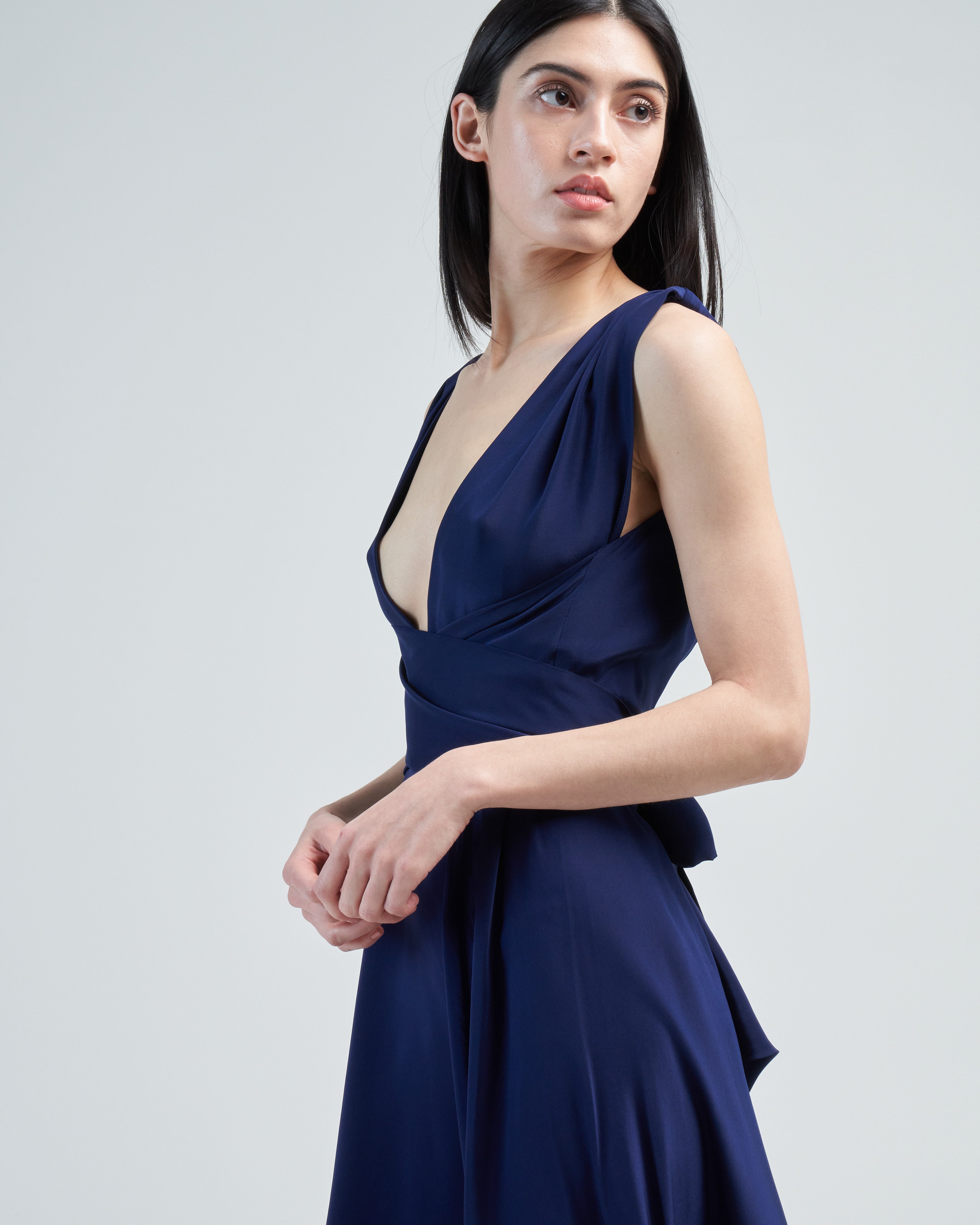 azeeza blue dress Azeeza Odette Midi Dress in Marine Blue
