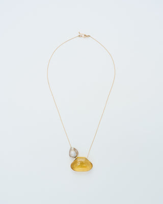 citrine tapiz bead and pearl necklace