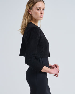 claire cropped velour cardigan