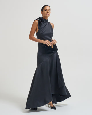 clash draped midi dress