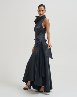 clash draped midi dress