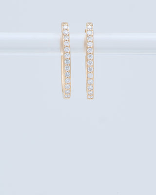 classic small oval pave hoops