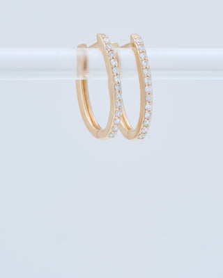 classic small oval pave hoops