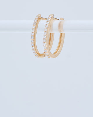 classic small oval pave hoops