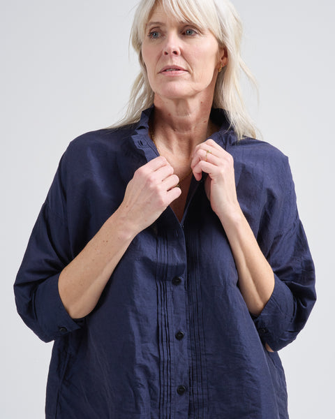 【即購入可】Bergfabelネイビー ワーカーシャツ claudia_long_shirt_navy_4_gran