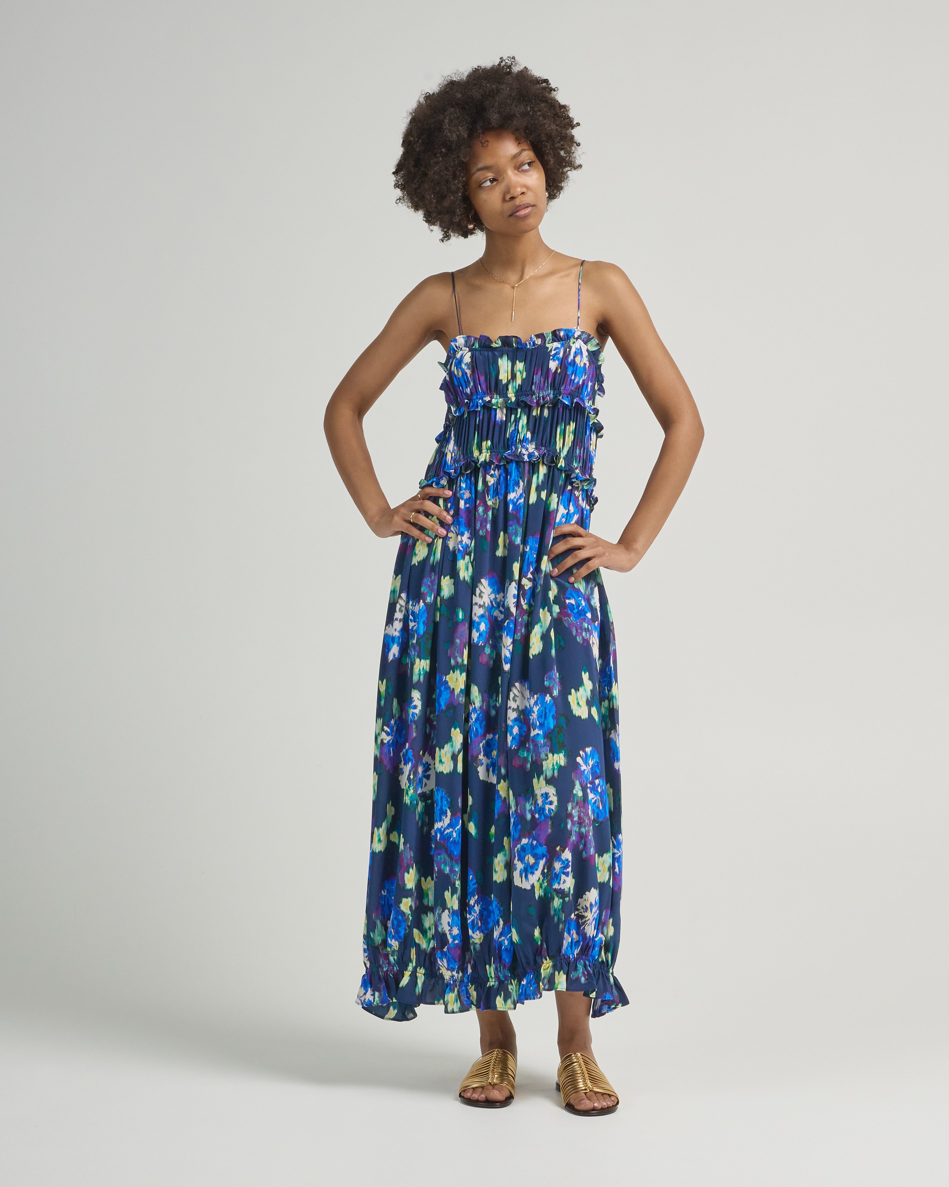 silk cami maxi dress Ulla Johnson Clove Cami Silk Dress Evening Bloom