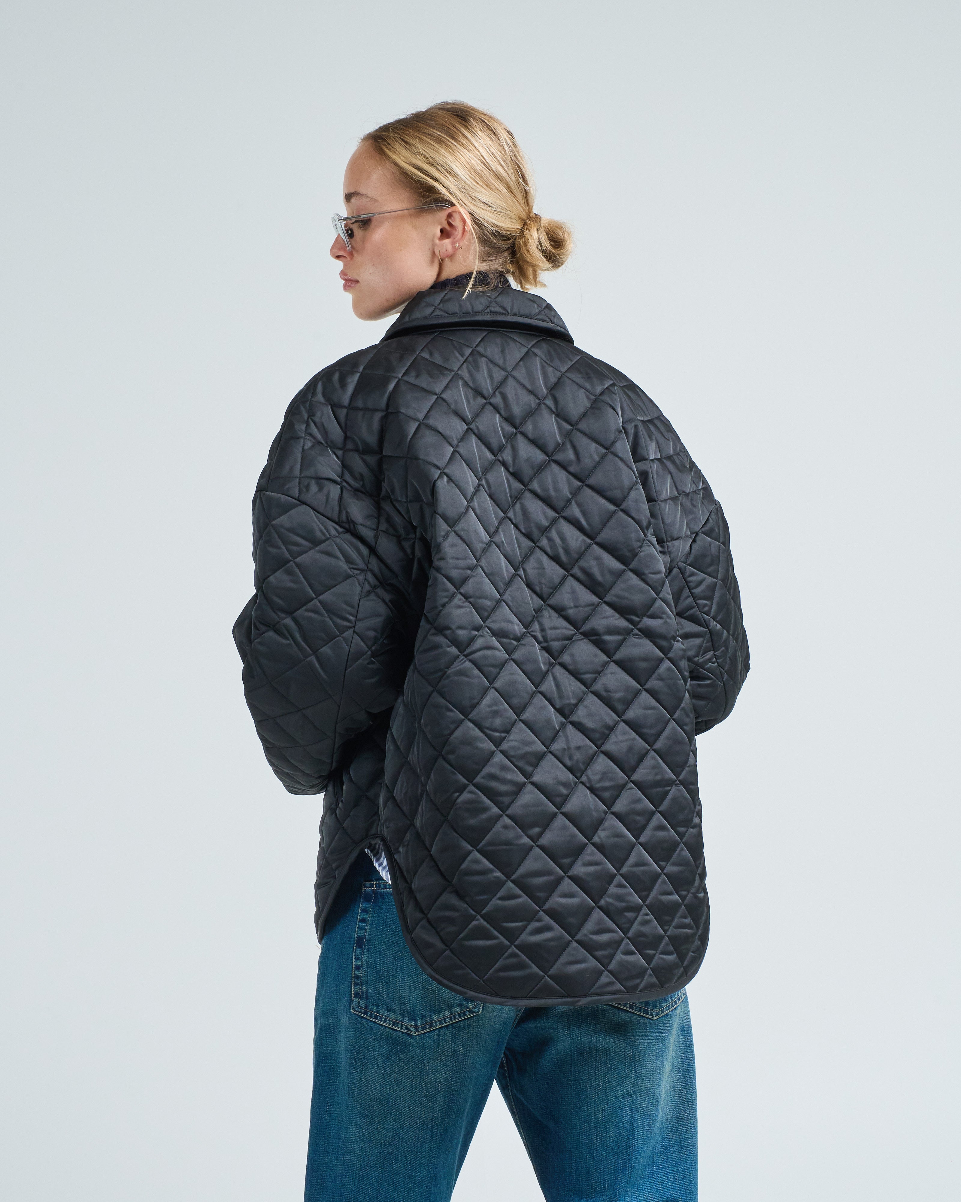Toteme Collared Quilted Jacket Black
