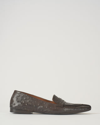 reversed faux ostrich leather flat loafer