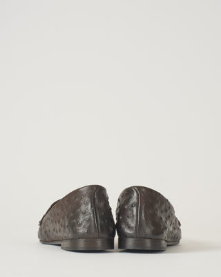reversed faux ostrich leather flat loafer