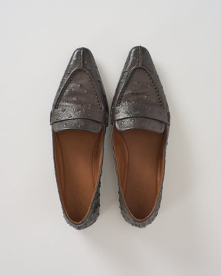 reversed faux ostrich leather flat loafer