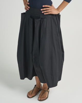 compact eco poplin pinched pleat full skirt