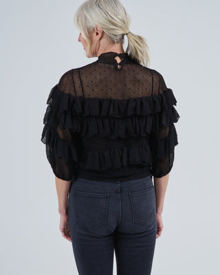 corinna mock neck tiered ruffle top