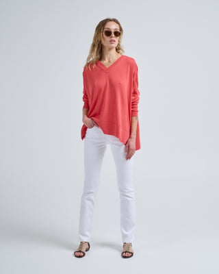 cotton pointelle v-neck