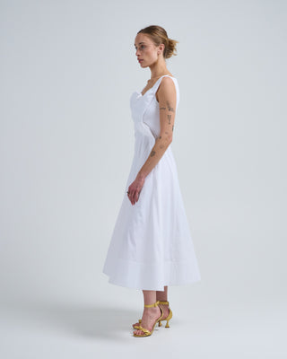cotton poplin draped floral dress