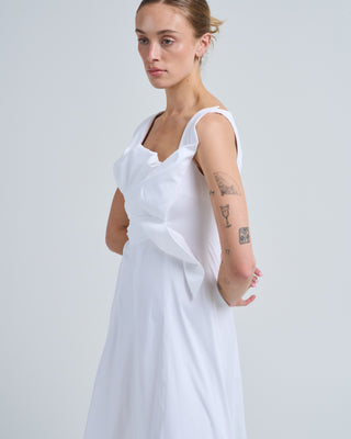 cotton poplin draped floral dress