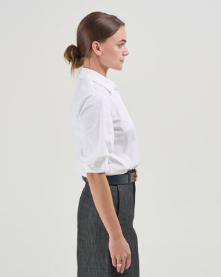 cotton poplin shirred sleeve shirt