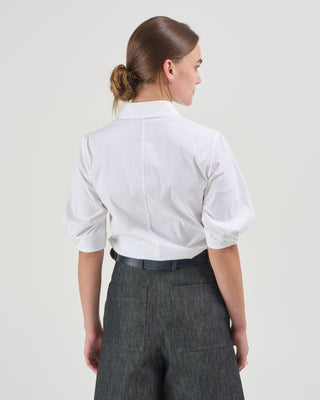 cotton poplin shirred sleeve shirt