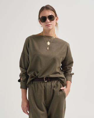 cozy flannel boatneck dolman sleeve top