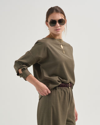 cozy flannel boatneck dolman sleeve top
