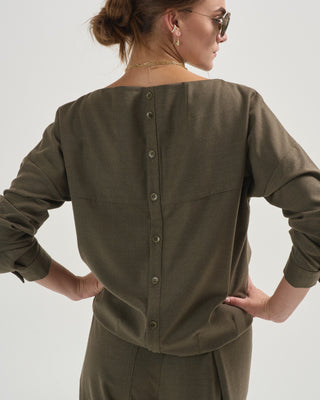 cozy flannel boatneck dolman sleeve top