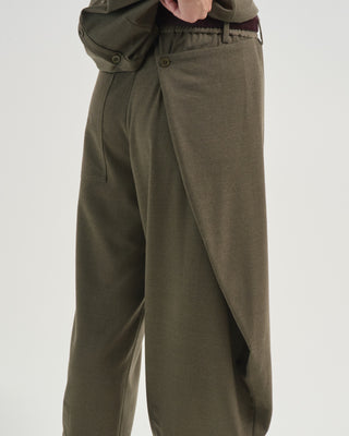 cozy flannel side drape pant