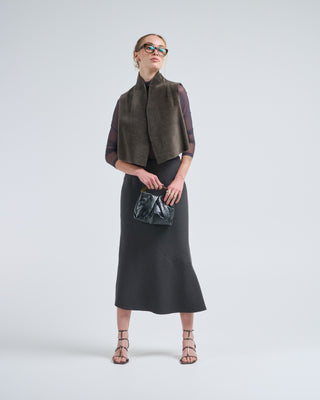 cropped natural edge shearling gilet