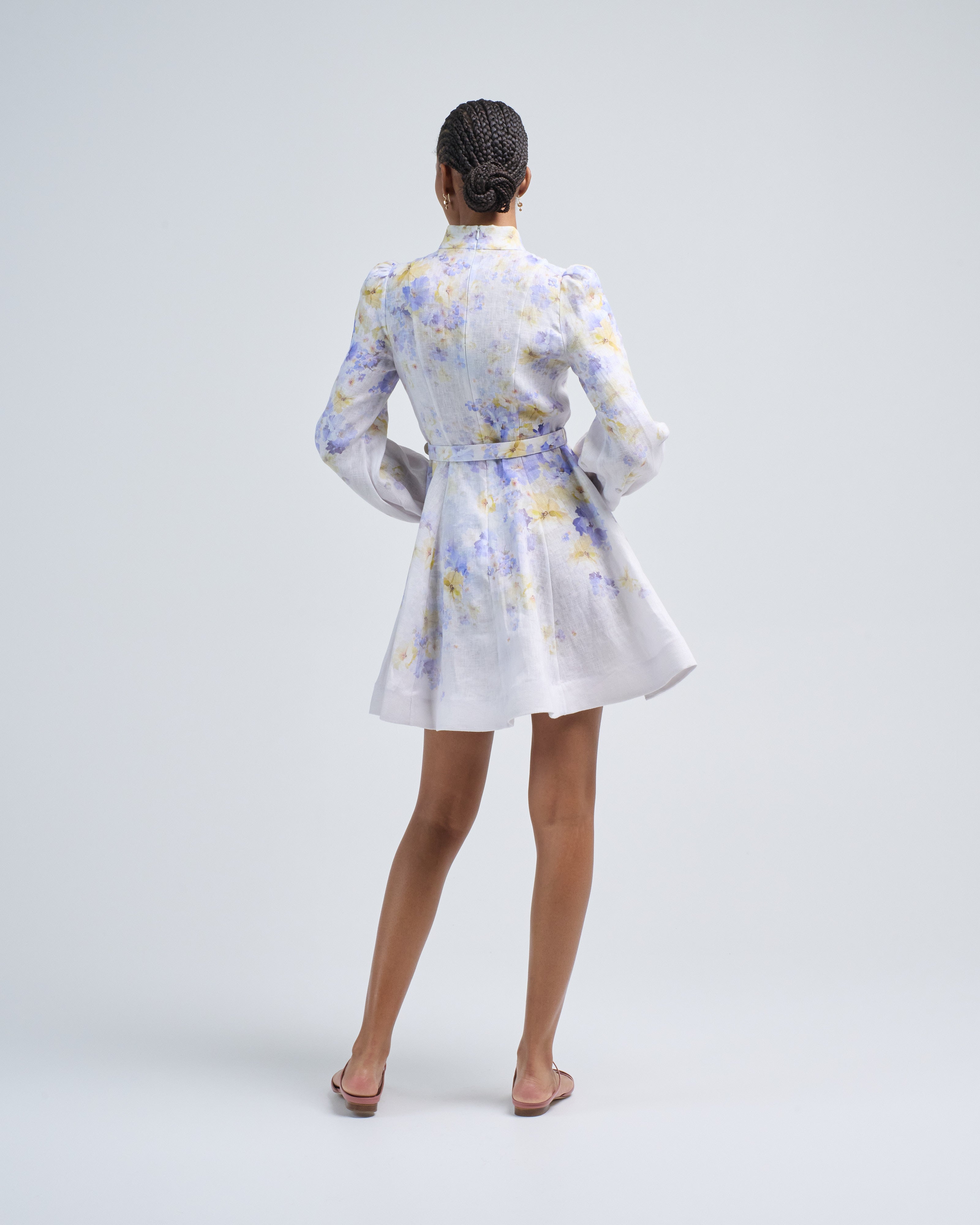 Zimmermann Crush Buttoned Mini Dress Lilac Floral Zimmermann Crush Buttoned Mini Dress Lilac Floral