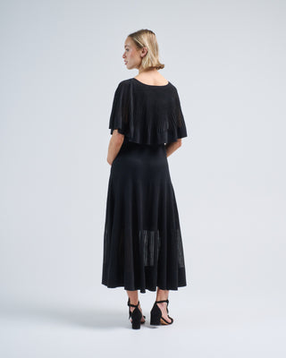 crush pleated cape maxi dress