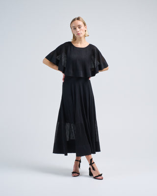 crush pleated cape maxi dress