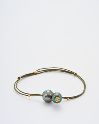 pearl and flowers adjustable cord bracelet