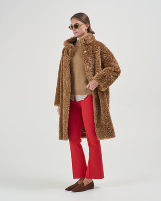 curly faux fur stand up collar coat