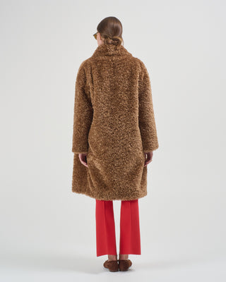 curly faux fur stand up collar coat