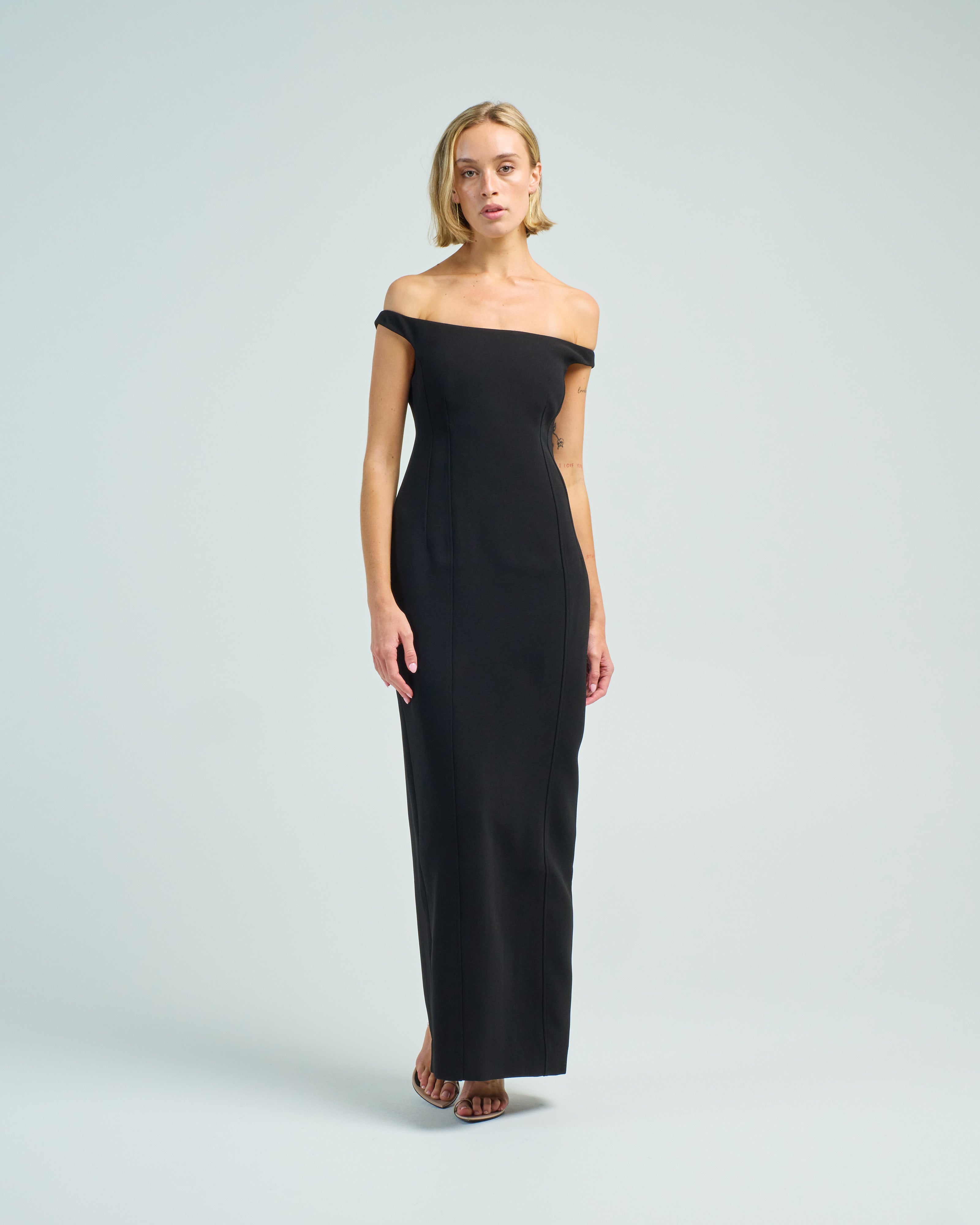 Toteme Curved Off Shoulder Dress Black Toteme Curved Off Shoulder Dress Black