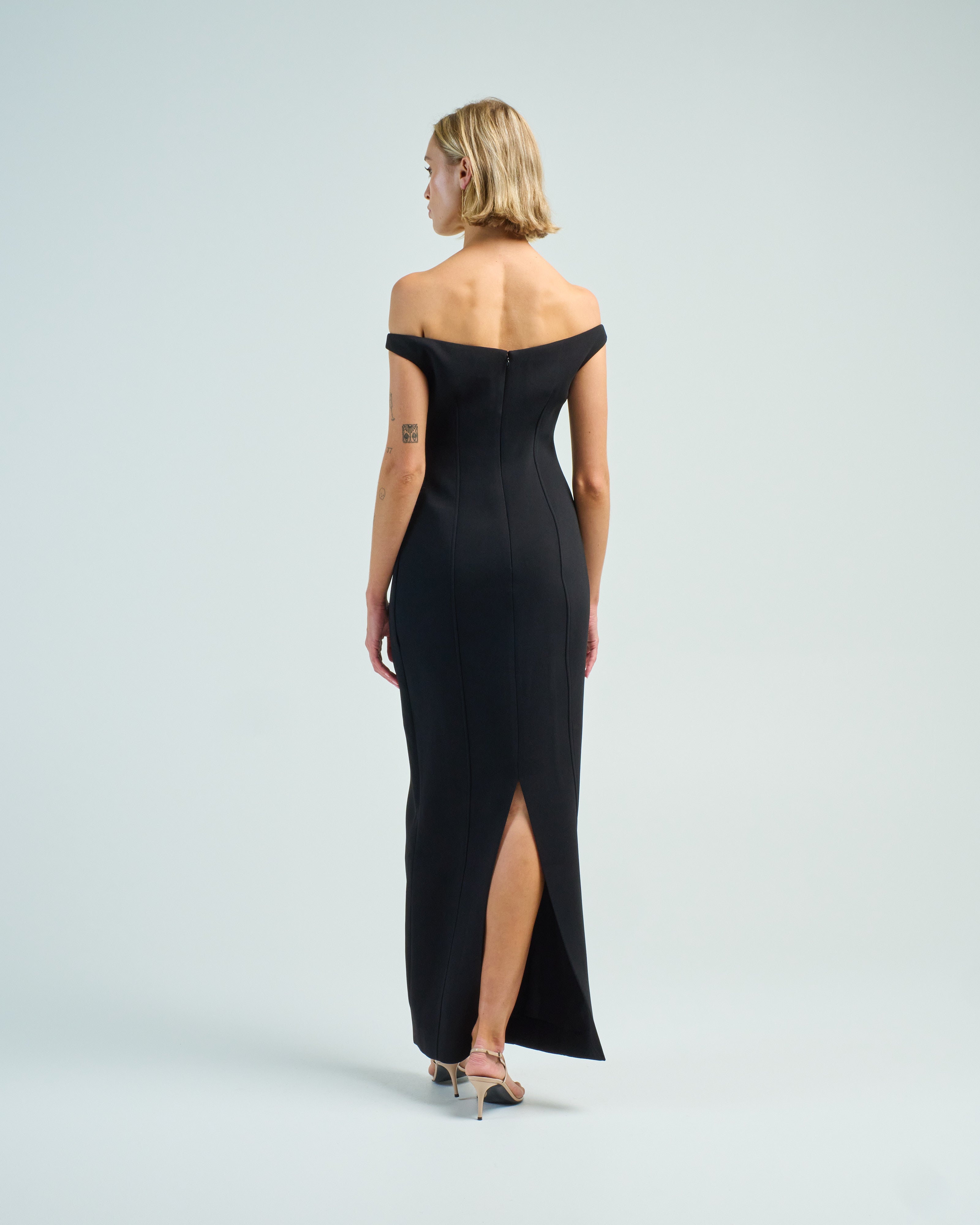 Toteme Curved Off Shoulder Dress Black Toteme Curved Off Shoulder Dress Black