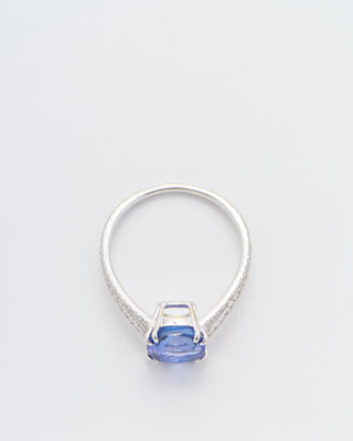 cushion cut sapphire split shank solitaire