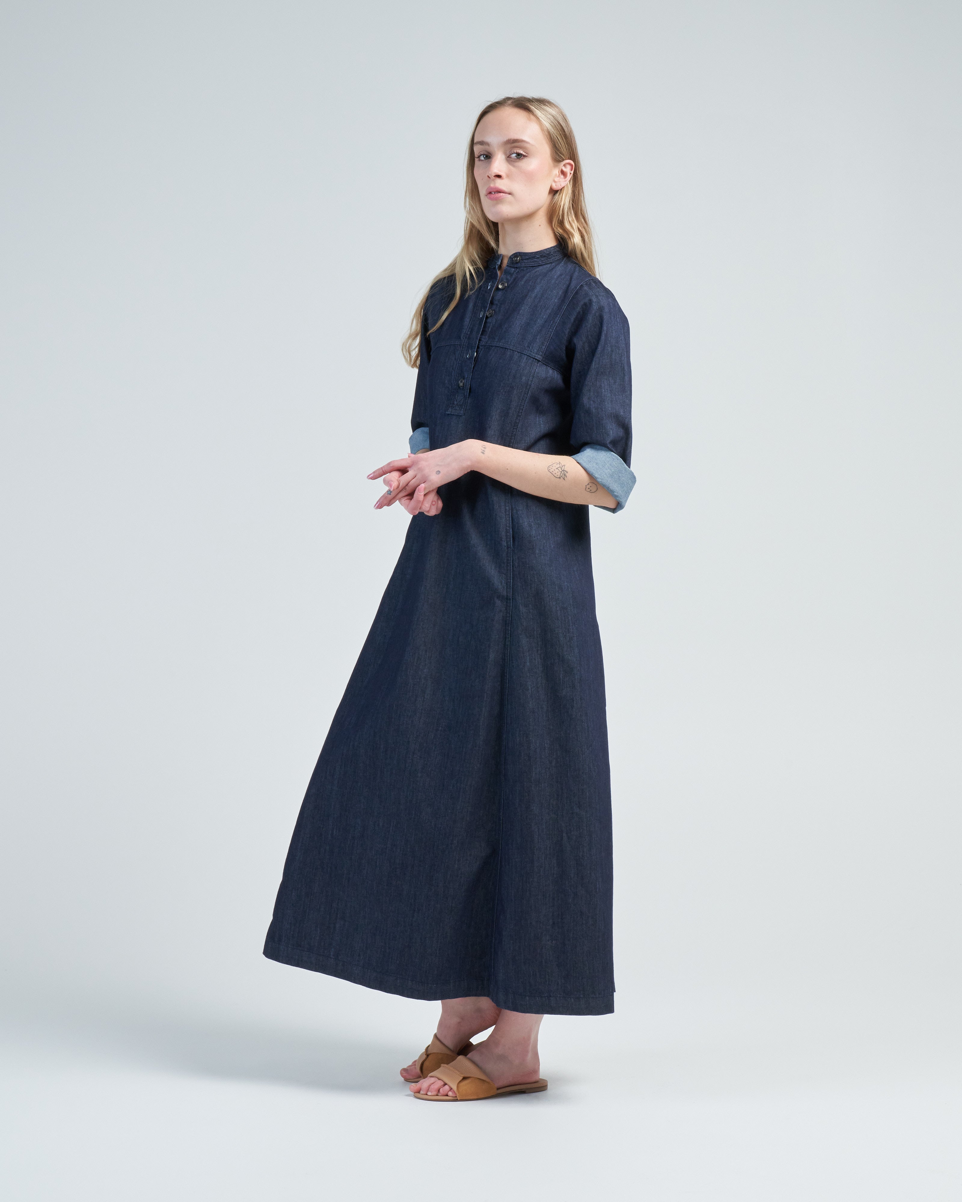 dries van noten denim dress Dries Van Noten Cotton Denim Debano Tank Dress in Indigo Blue
